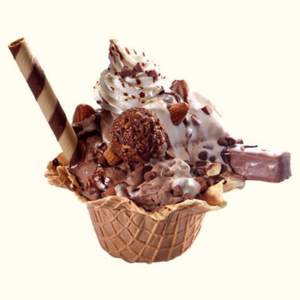 "A delicious sundae topped with scoops of ice cream, drizzled with chocolate syrup, whipped cream, and colorful sprinkles, served in a glass dish." "A delicious sundae topped with scoops of ice cream, drizzled with chocolate syrup, whipped cream, and colorful sprinkles, served in a glass dish."