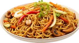 "A bowl of steaming noodles garnished with fresh vegetables, herbs, and a flavorful sauce, served as a delicious and comforting dish."