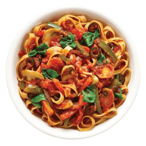 "A plate of creamy pasta topped with fresh herbs, grated cheese, and a rich sauce, served in a beautifully arranged dish."