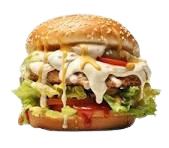 "A juicy burger with a perfectly cooked patty, fresh lettuce, tomato, cheese, and pickles, all sandwiched between a soft, toasted bun."